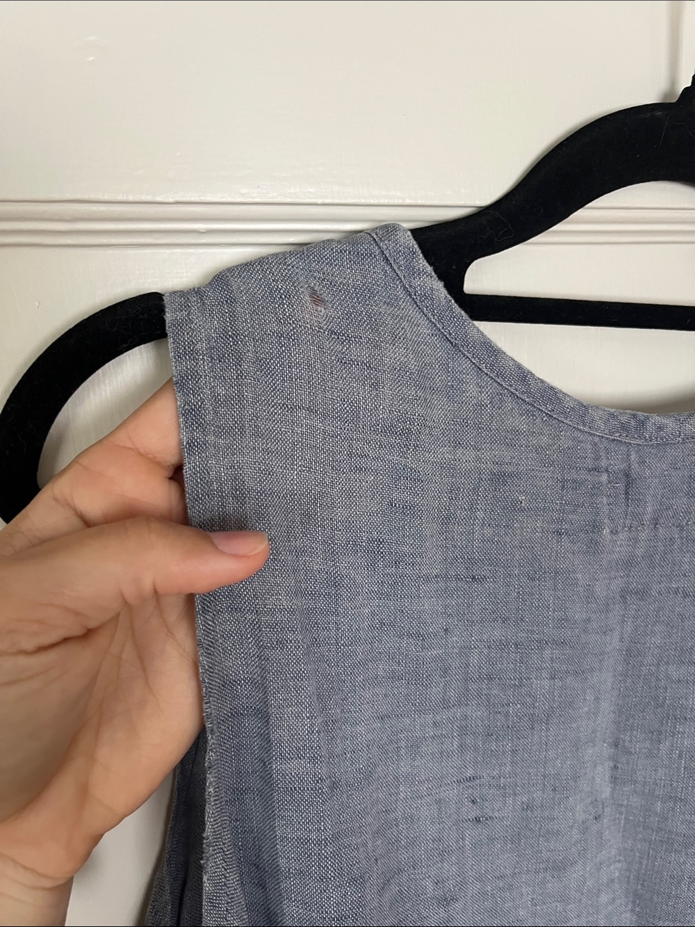 Flax Linen Scoop Neck Tank in Dusty Blue - Picture 2 of 4